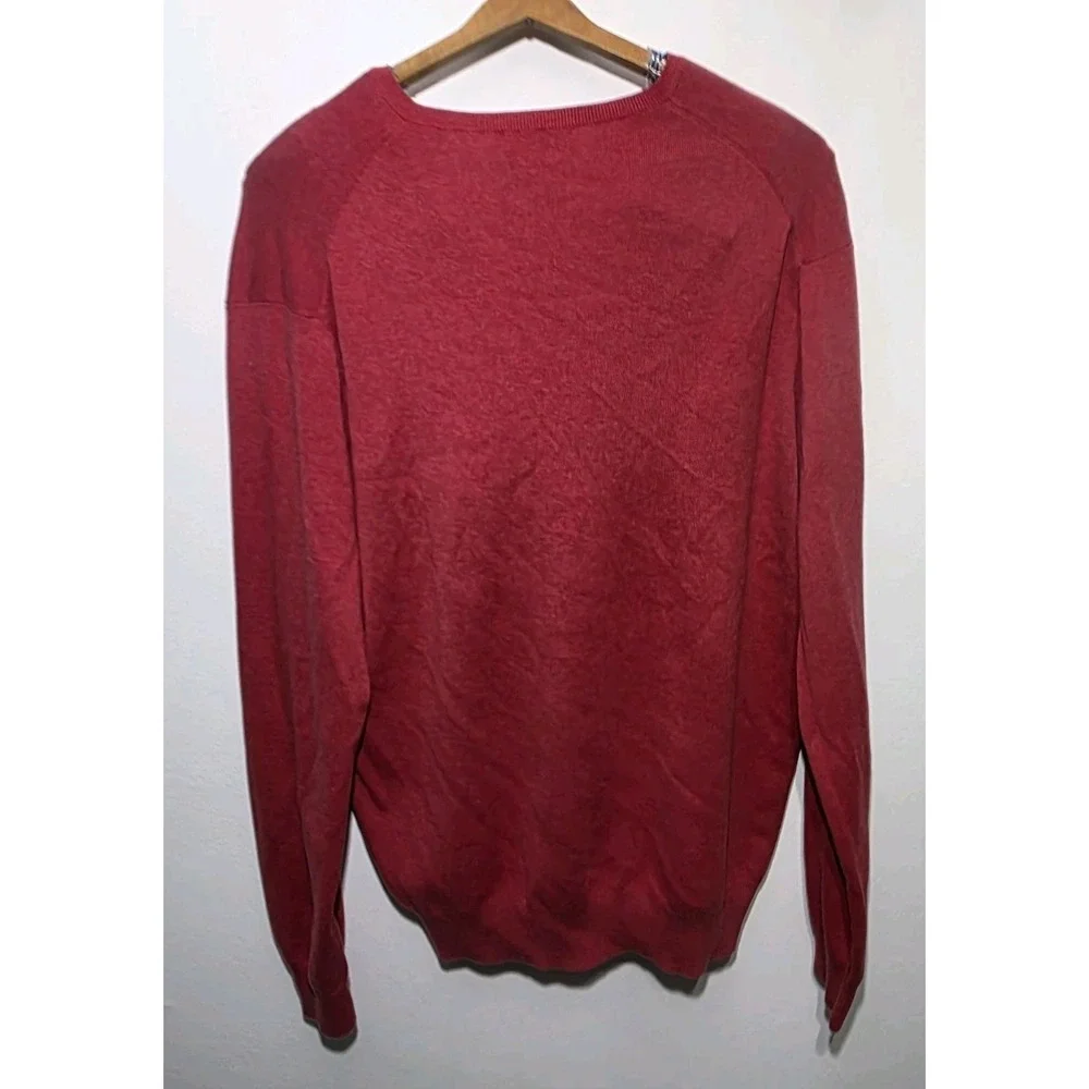 Polo Ralph Lauren Pima Cotton V‎ Neck Sweater Mens XXL Long Sleeves Flame Heat
